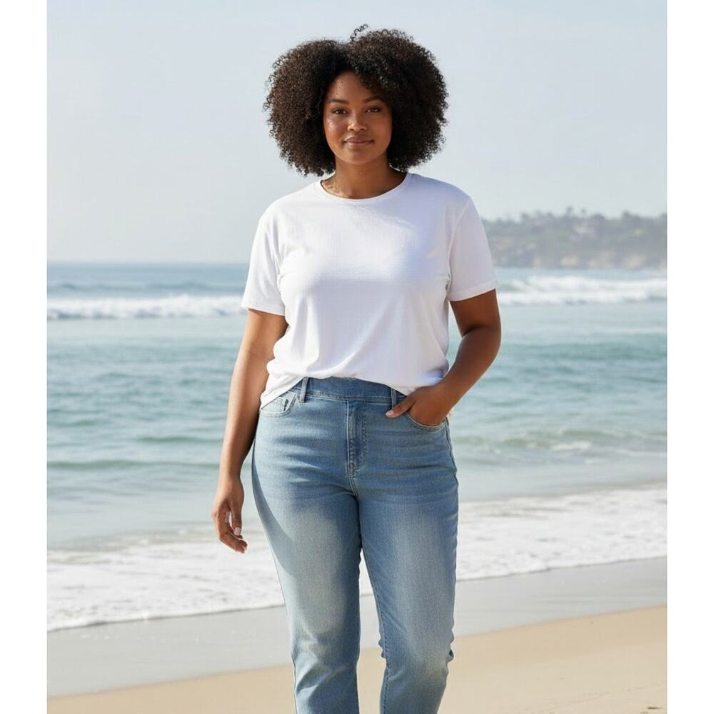 NEW Terra & Sky Jegging Capri Jeans Womens 4X Blue Pull On Stretch High Rise